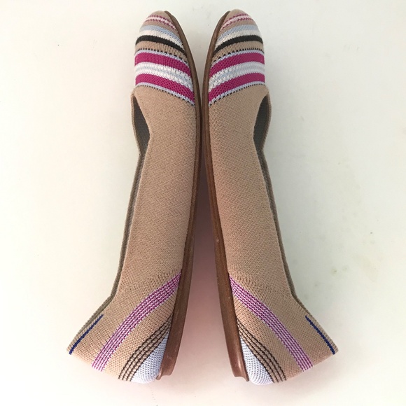 ROTHY’S Camel Ribbon Stripe Ballet Flats Merino Wool Women’s Size 8 - Picture 10 of 16
